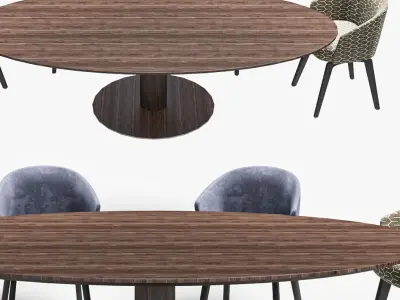 dining Modern chair combination table 3D model