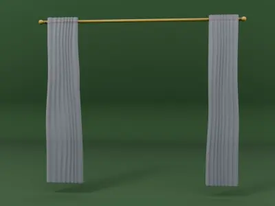 white window curtain Free 3D model