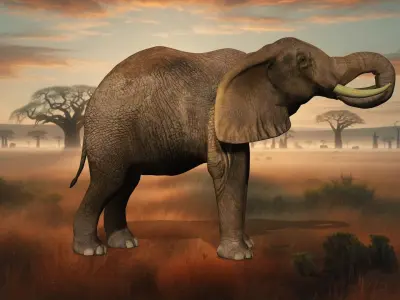 Elephant free Elegance Safari  Low-poly 3D model