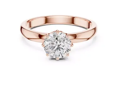 Round Diamond Solitaire Ring 3D print model