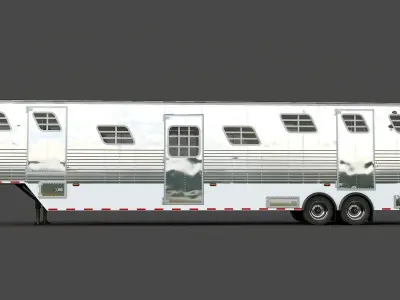 Horse Semi Trailer with horse Low-poly 3D model