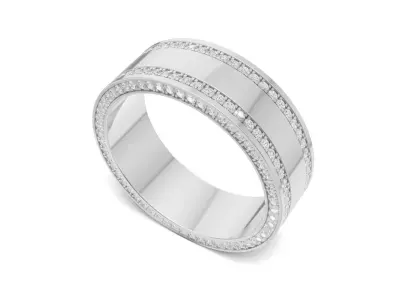 Mens Diamond Wedding Eternity Band 3D print model