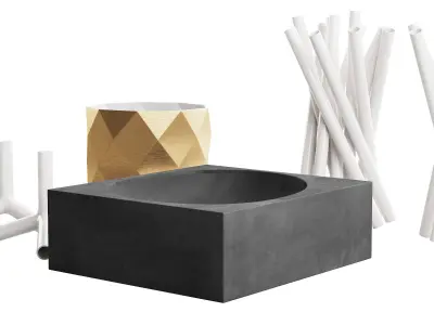 living decor set for the coffee table bb italia vases 00  3D model