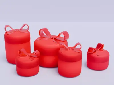 Red Gift Boxes Set Low-poly 3D model