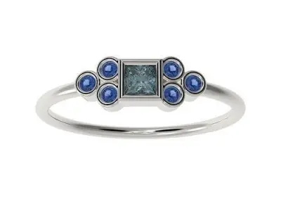 7 Basel ring with different central stones  3D Model Pack