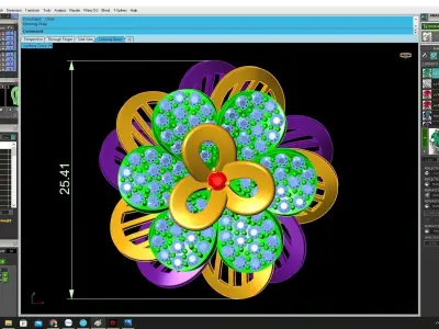 Luxury Floral Diamond Cluster Ring for Women 4467 3D print model
