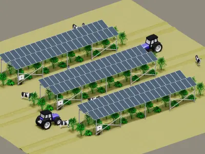 Lowpoly Agricultural Solar Energy Systems Type-1 Low-poly 3D model