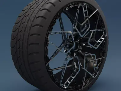 Supercar Wheel and Tire 3D model