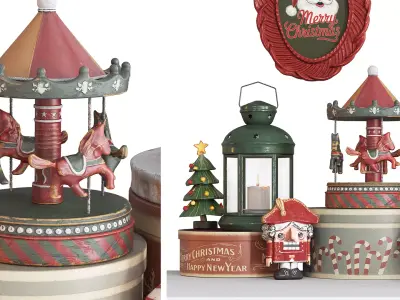 Vintage Christmas Decoration Set 3D model