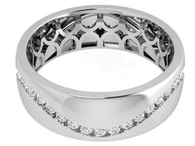Wave Diamond Line Wedding Band 4421 3D print model