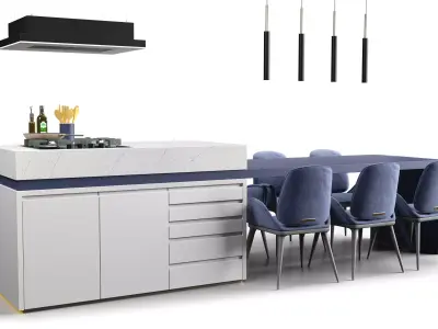  Modern Ellitia Kitchen Island 3D model