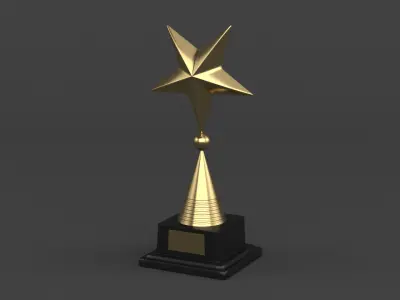 Gold Trophy Cups 3D model 7