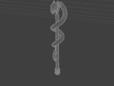 Golden Snake staff  Low-poly 3D model