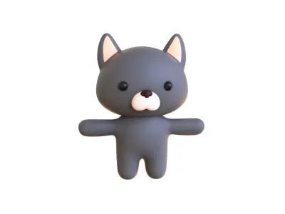 Character014 Chubby Wolf Low-poly 3D model