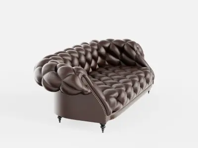Castered Chesterfield Sofa Low-poly 3D model
