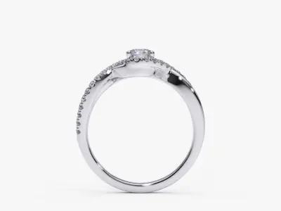 ZDR0151 diamond engagement ring gold 3D print model
