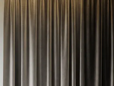 Set of soft brown silk curtains with wrinkles collections 07 HBH Low-poly 3D model