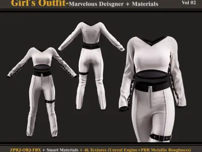 Girls Outfit 02-zprj-fbx-obj-materials 3D model