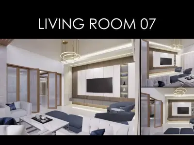 CONTEMPORARY LUXURY LIVING ROOM INTERIOR 07  Low-poly 3D model