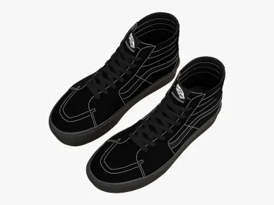 Vans Sk8-Hi Platform Mono Black 3D model