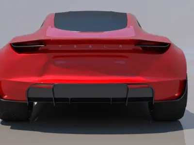 Tesla Roadster Red Edition Low-poly 3D model