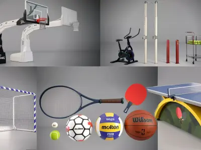 6 Sport Assets Props Package Low-poly 3D model