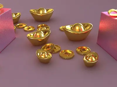 gifts christmas gold coins santa claus holidays joy box  3D model