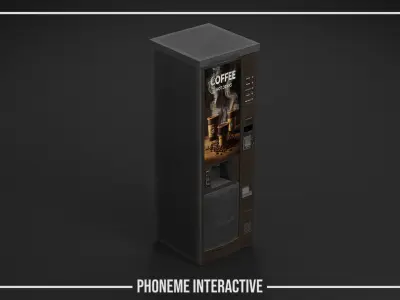 Coffee Vending Machine - Game Ready Low-Poly PBR Asset with LODs Low-poly 3D model
