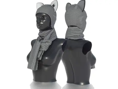 HAT WITH SCARF Low-poly 3D model