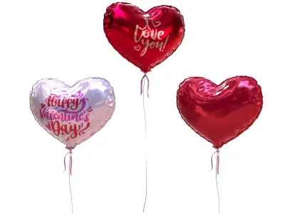 Heart Valentine Balloon  Low-poly 3D model