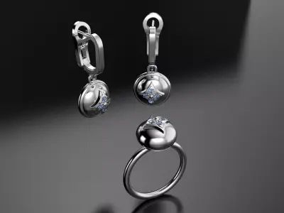 Star Set ring and earrings  3D print model