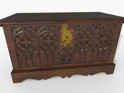 Gothic chest Low-poly 3D model