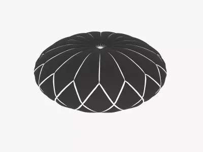 Round decorative black pillow 3D model