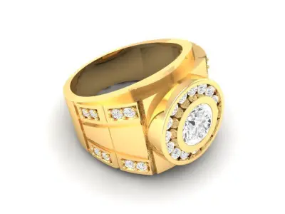 Luxury Geometric Diamond Men Ring  133 3D print model