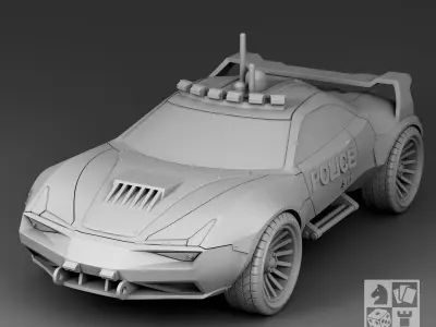 Futuristic police car 3D print model