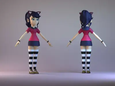 woman girl body glamour fashion cartoon character sport 3D model
