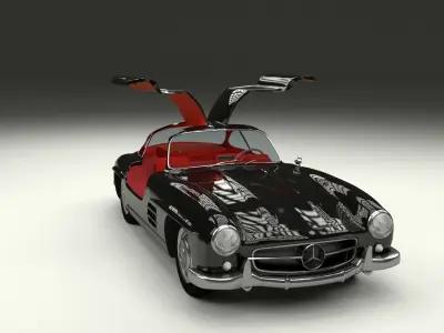 Rigged Mercedes 300SL Gullwing with Interior 3D model