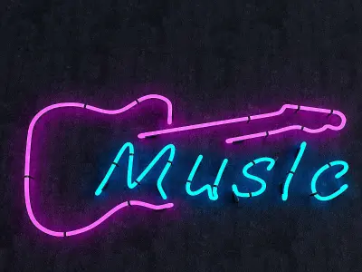 Music Neon Sign Low-poly 3D model