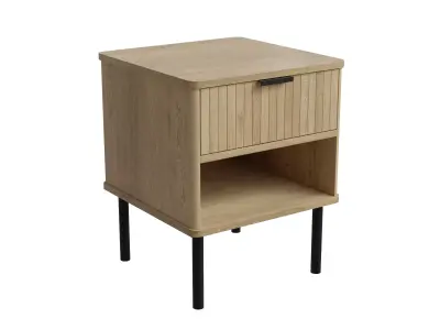 Natural Oak Nightstand With Storage And Drawers Low-poly 3D model
