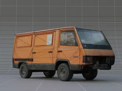 Orange car  Low-poly 3D model