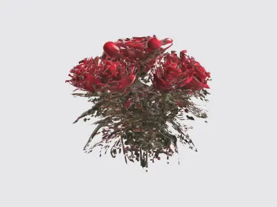 red rose flowers Low-poly 3D model