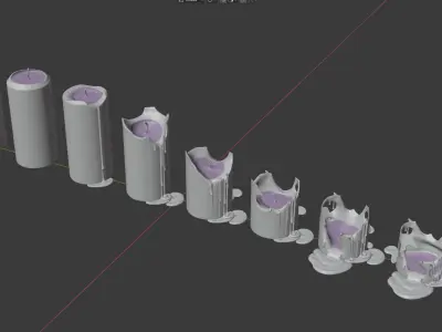 Molten Candle Complete Life Cycle - Burn Stages - Cylindrical A Low-poly 3D model