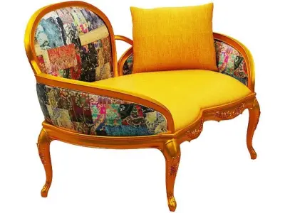 Classical sofa 2 seater Low-poly 3D model