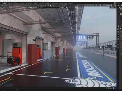 Race Track Pit Lanes 3D model