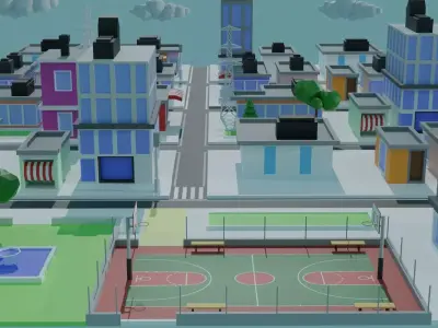 Low Ploy City Model Low-poly 3D model