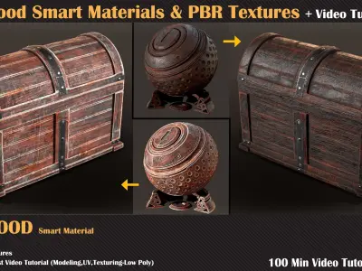 20 Wood Smart Materials and PBR Textures and Video Tutorials 3D model