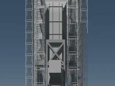 Industrial building in construction scene 25i18 3D model
