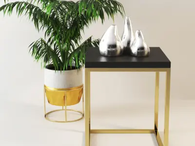 set601 two round mirrors on console table mockup 3D model