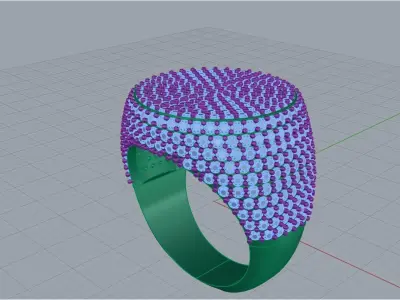 Signet ring with gems Size 19 3D print model