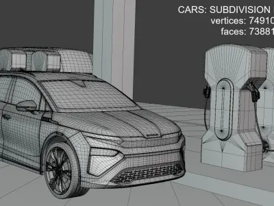 Charger with Skoda Audi and Tesla Robovan 3D model